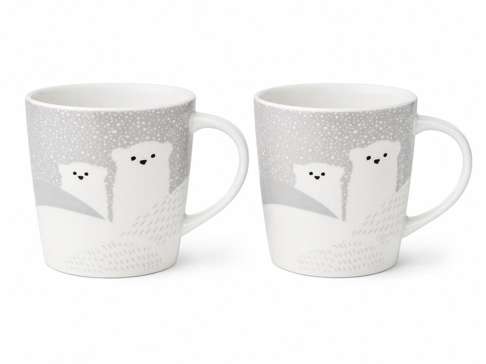 2 Starbucks 2016 Coffee Mug Polar Bears Snow Flakes 8 Oz